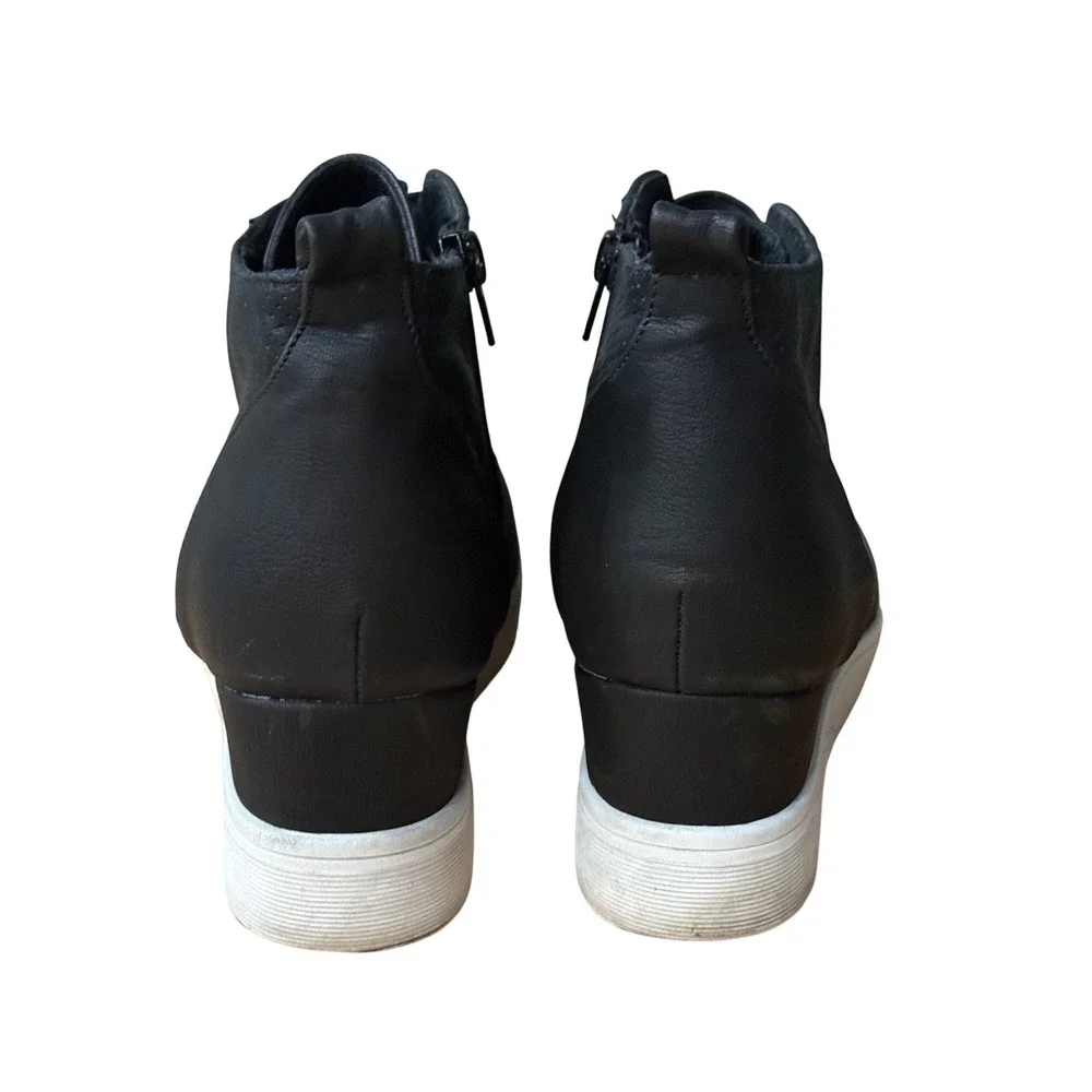 Dream Pairs Womens Black Hidden Wedge Sneakers High Top Zip Up Shoes‎ Size 10
